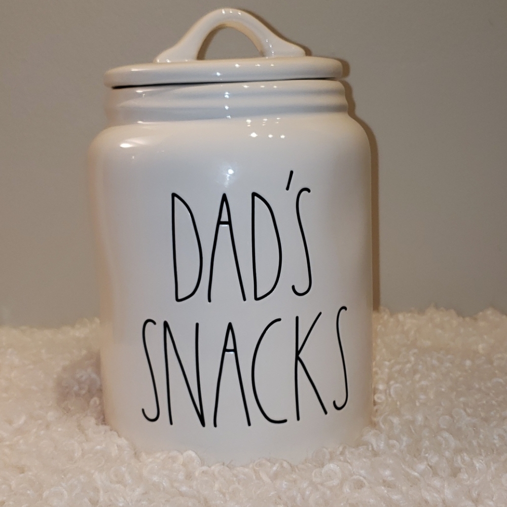 Rae dunn White LL DAD'S SNACK Large Canister